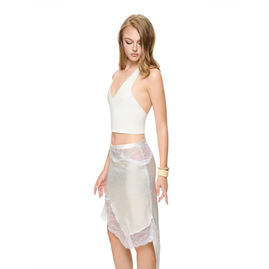 Lace Midi Silky Skirt
