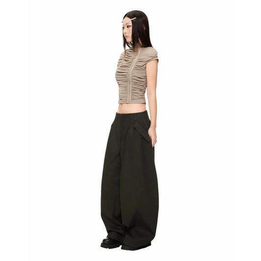 Ruche Wavy Top - Brown