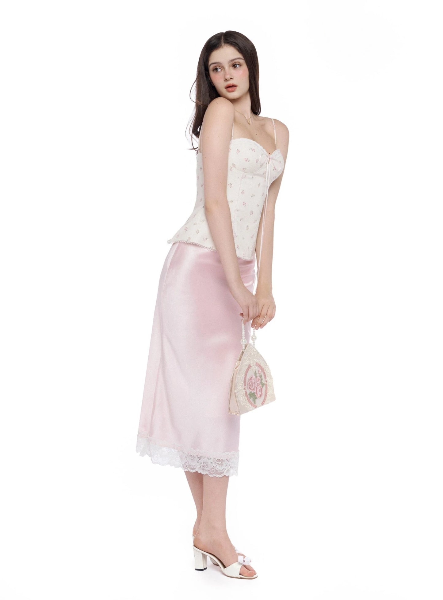 Baby Blush Lace Silky Skirt