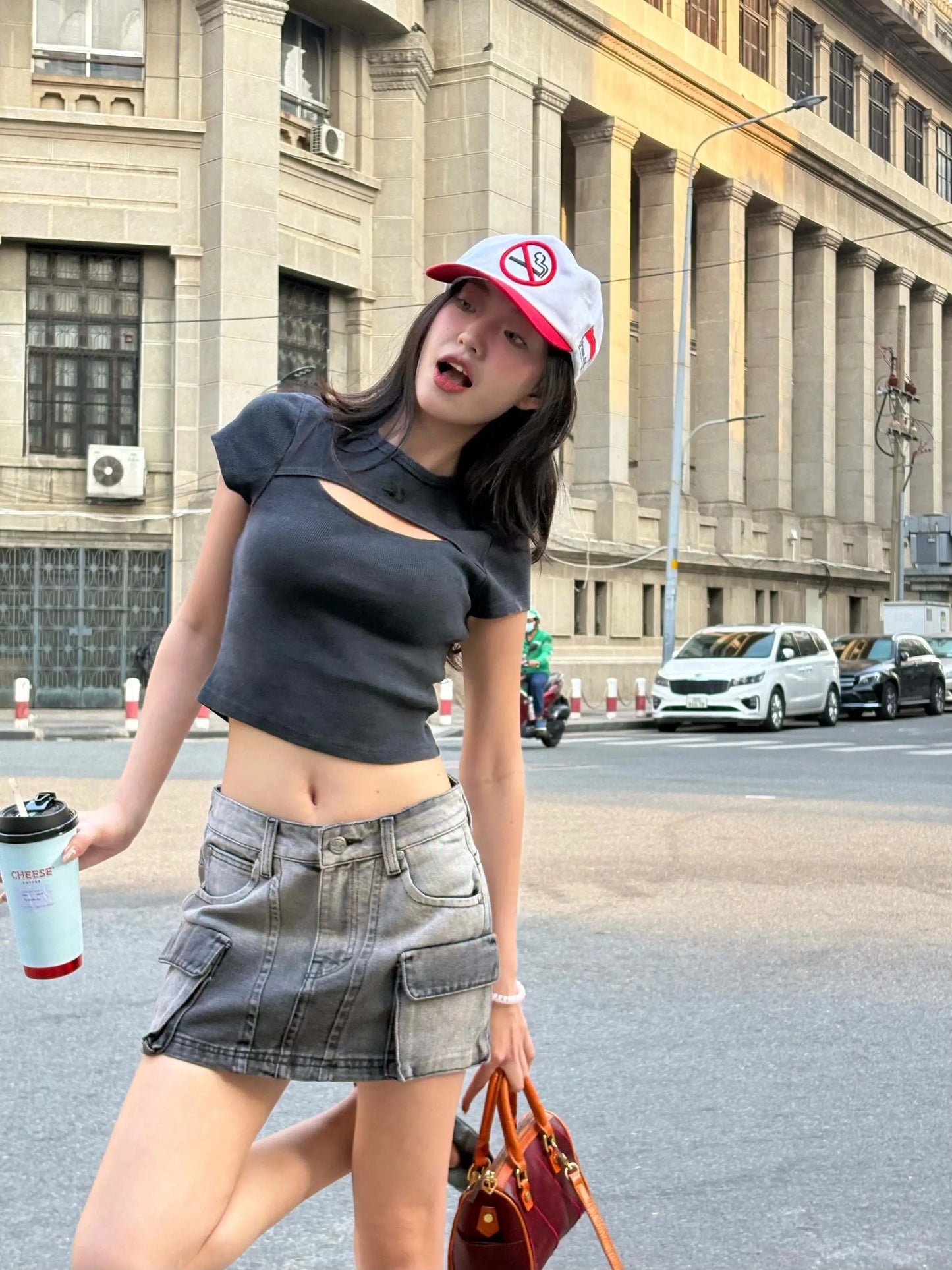 Ribbed Cutout Baby Tee