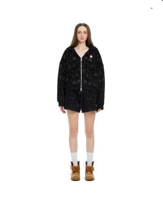 Summer Rabbit Boxy Hoodie - Black