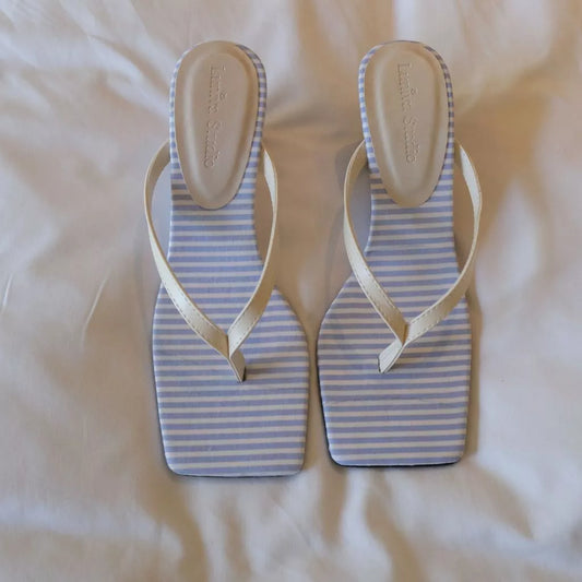 Striped Wedge Sandals