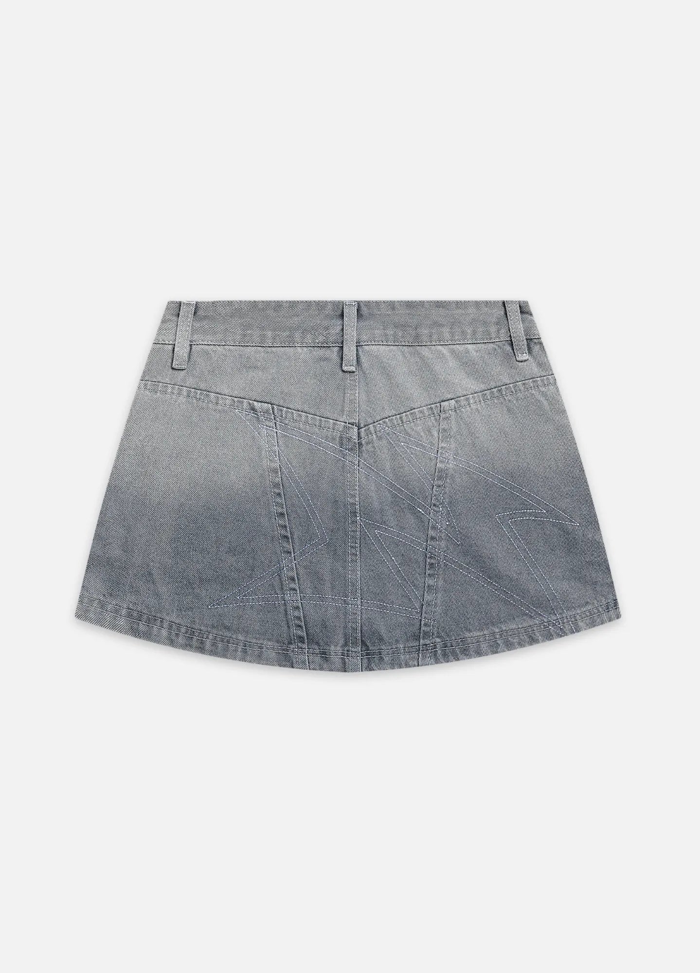 Denim Cargo Mini Skirt - Washed Grey