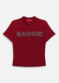 Rhinestone Baddie Baby Tee - Red
