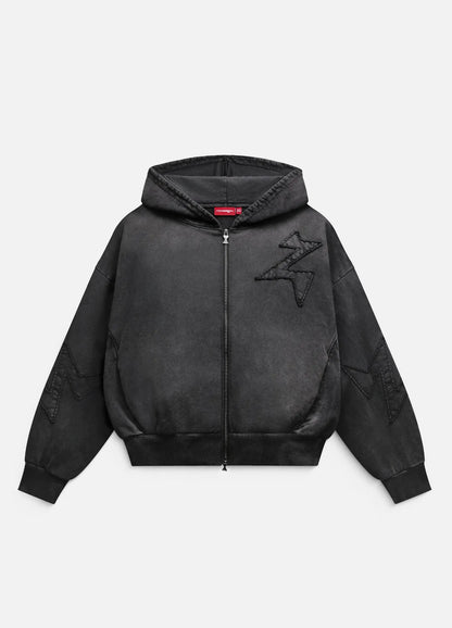 Patch Hoodie - Washed Black