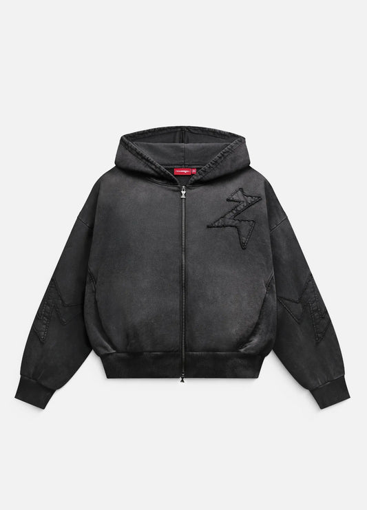 Patch Hoodie - Washed Black