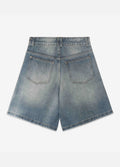 Wide Fit Denim Shorts - Washed Blue