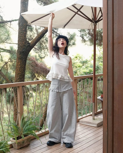 Striped Denim Pants