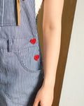 Striped Denim Dungaree Shorts