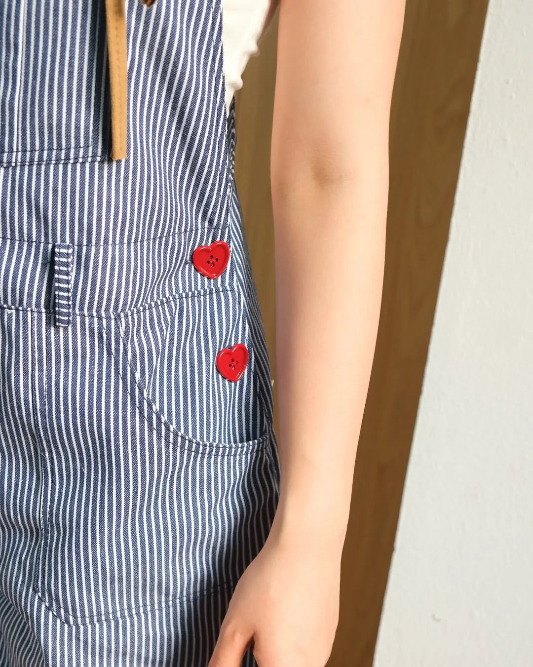Striped Denim Dungaree Shorts