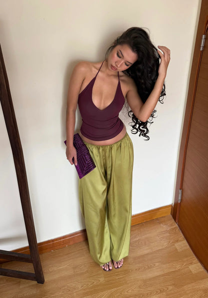 Silk Balloon Pants - Green