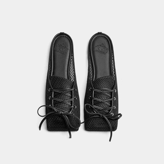 Middle Mesh Ballet Flat - Black