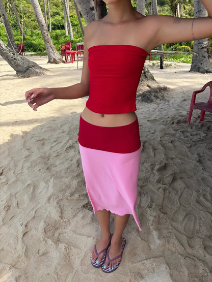 Cherry Blush Midi Skirt