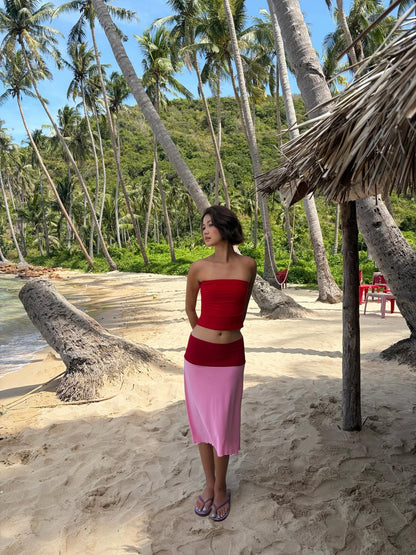 Cherry Blush Midi Skirt
