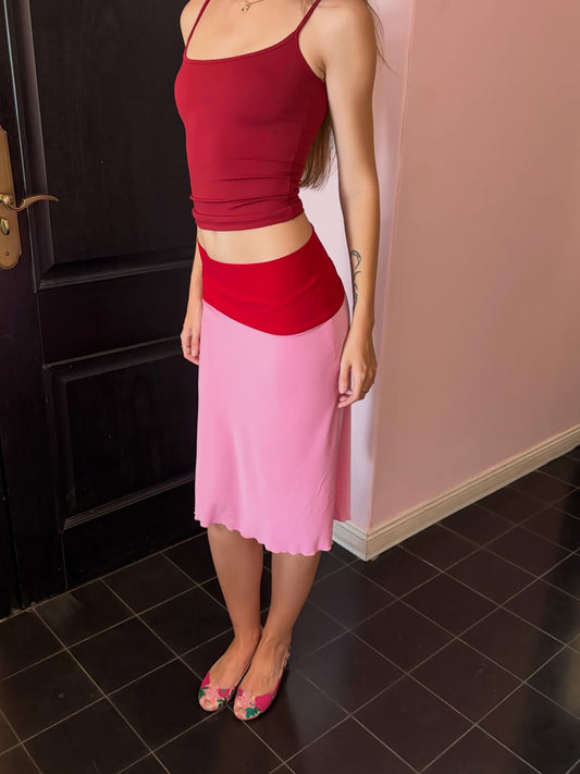 Cherry Blush Midi Skirt