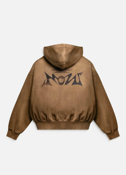 Patch Hoodie - Washed Brown