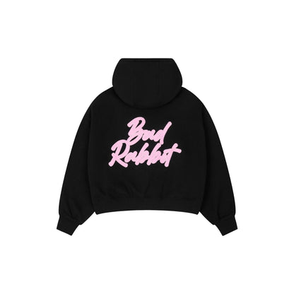 Logo Rabbit Zip Hoodie - Black