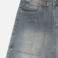 Wide Fit Denim Shorts - Washed Blue
