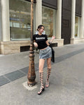 Denim Cargo Mini Skirt - Washed Grey