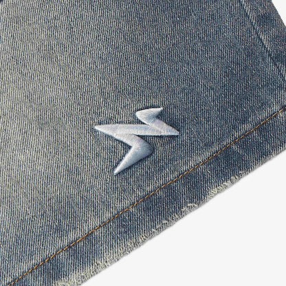 Wide Fit Denim Shorts - Washed Blue