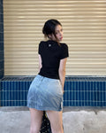 Denim Cargo Mini Skirt - Washed Grey