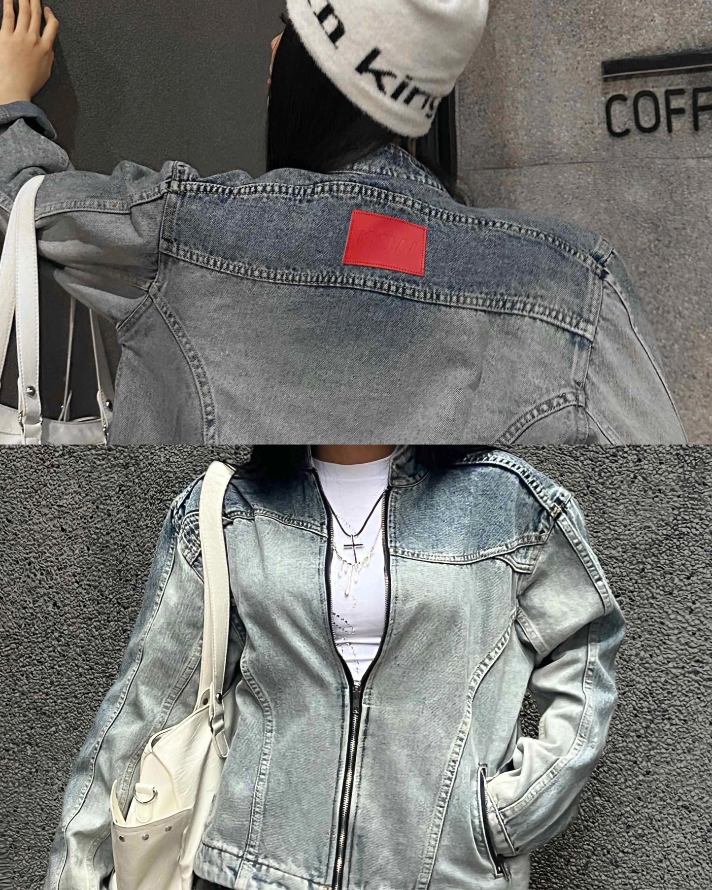 Contoured Denim Jacket - Blue