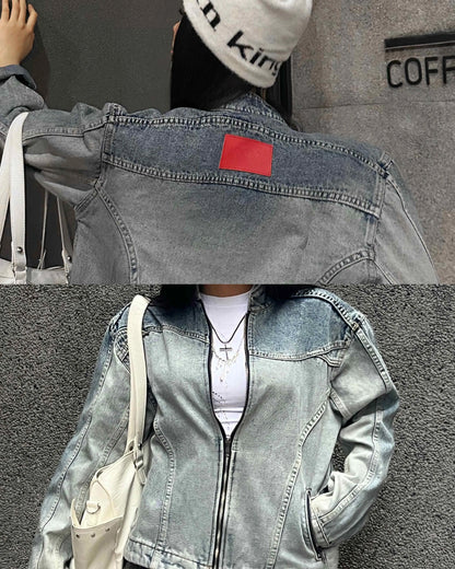 Contoured Denim Jacket - Blue