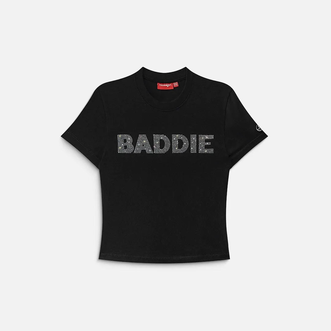 Rhinestone Baddie Baby Tee - Black