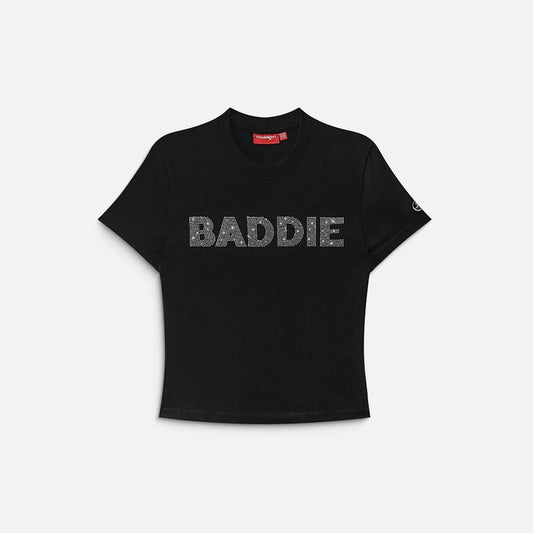 Rhinestone Baddie Baby Tee - Black