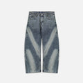 Bleached Wide Denim Pants - Blue