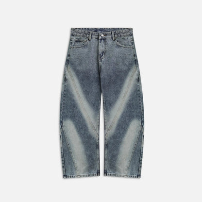 Bleached Wide Denim Pants - Blue