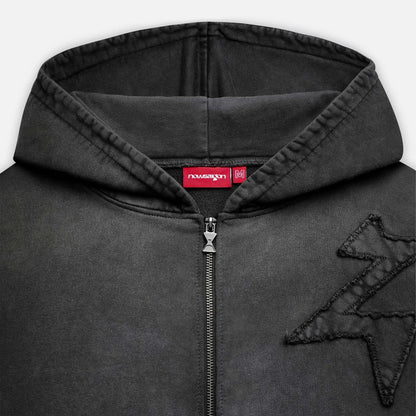 Patch Hoodie - Washed Black
