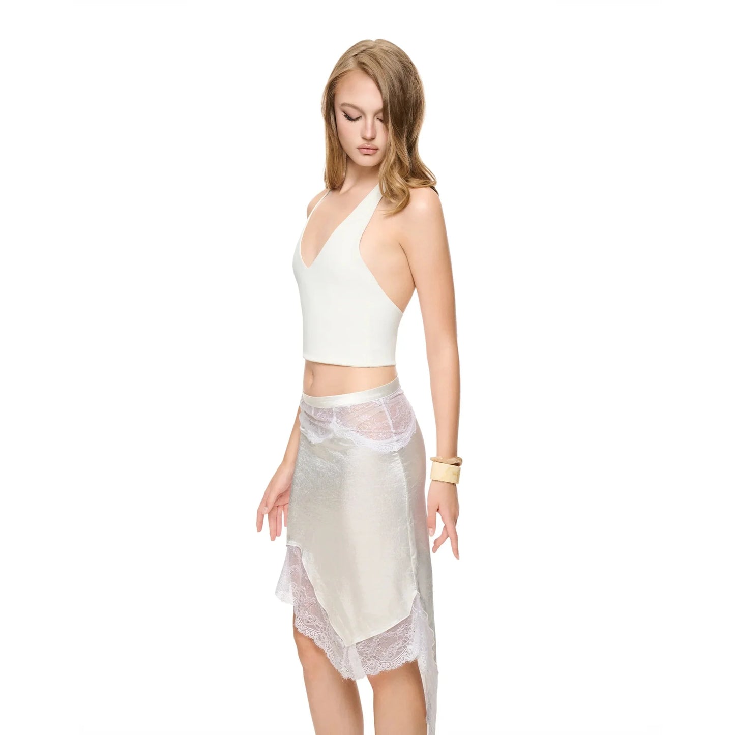 Lace Midi Silky Skirt