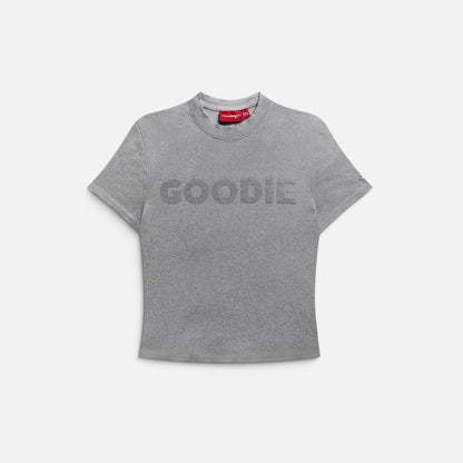 Rhinestone Goodie Baby Tee - Grey