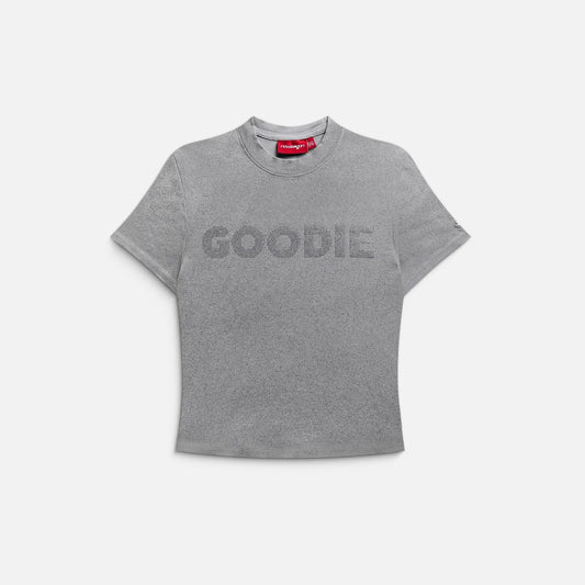 Rhinestone Goodie Baby Tee - Grey