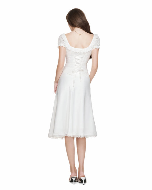 White Powder Lacen Silky Skirt