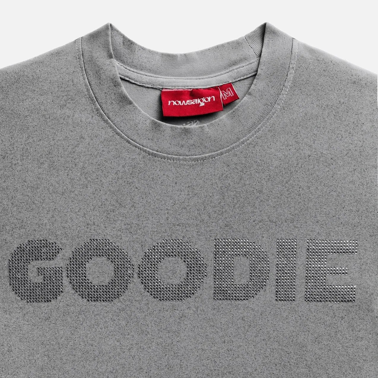 Rhinestone Goodie Baby Tee - Grey