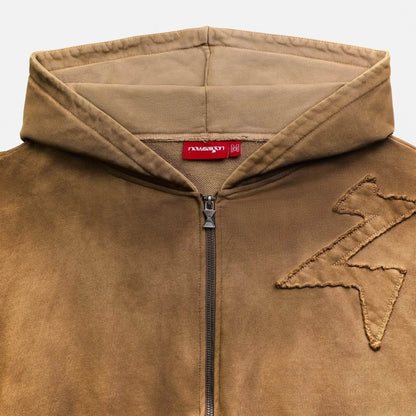 Patch Hoodie - Washed Brown