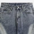 Bleached Wide Denim Pants - Blue