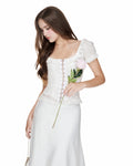 White Powder Lacen Silky Skirt