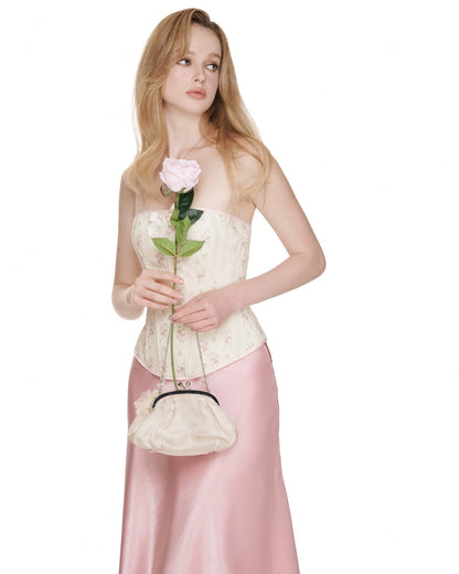 Rose Powder Lace Silky Skirt