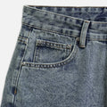 Bleached Wide Denim Pants - Blue