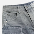 Denim Cargo Mini Skirt - Washed Grey