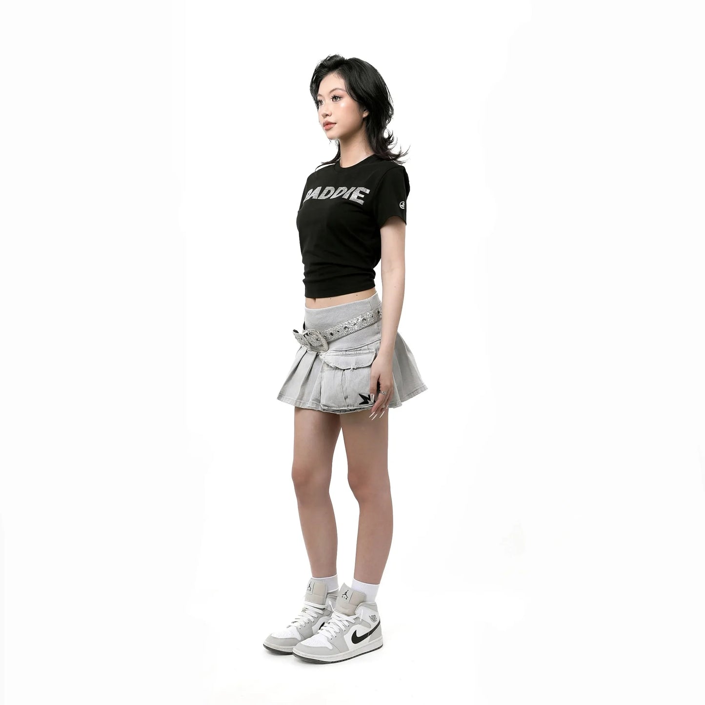 Rhinestone Baddie Baby Tee - Black