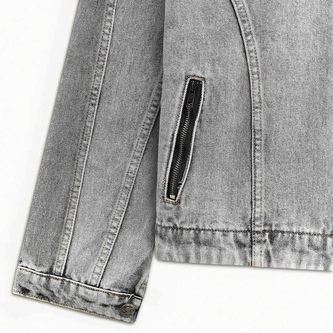 Contoured Denim Jacket - Grey