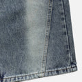 Bleached Wide Denim Pants - Blue