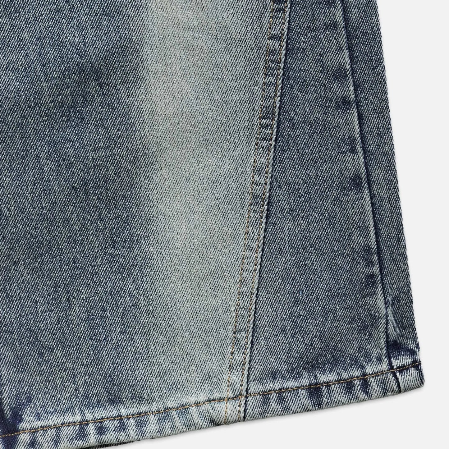 Bleached Wide Denim Pants - Blue