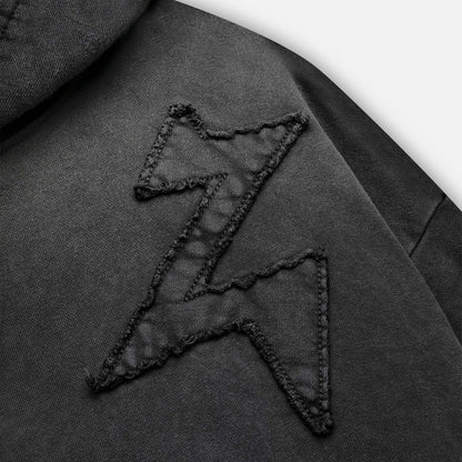 Patch Hoodie - Washed Black