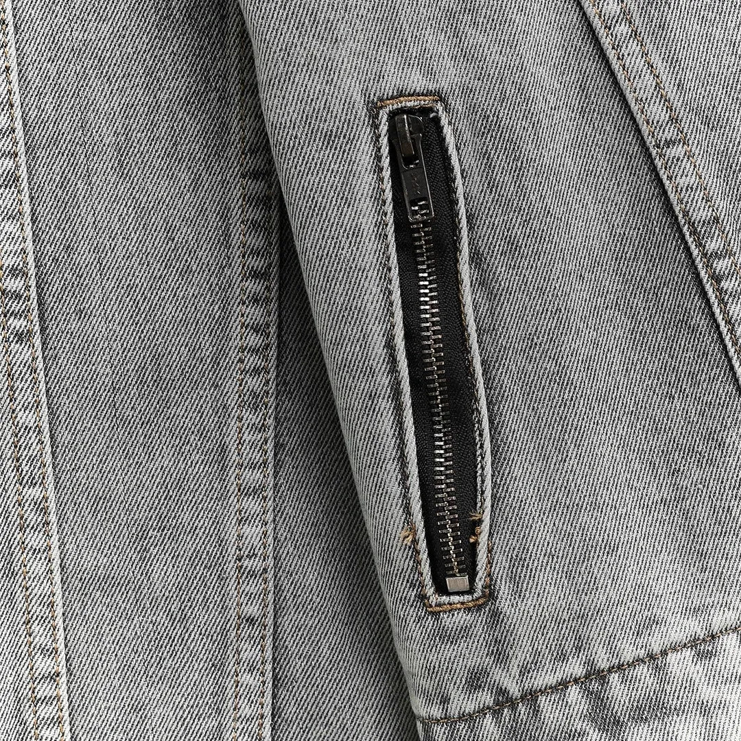 Contoured Denim Jacket - Grey