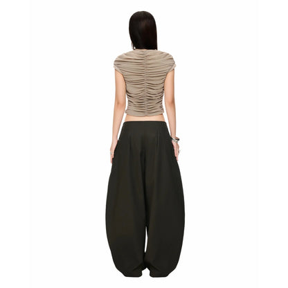 Ruche Wavy Top - Brown